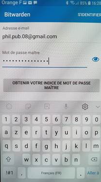 Saisie identifiants